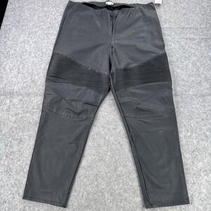 Good American Pants Womens 5XL Black Faux Leather Moto Leggings Pull On Ribbed